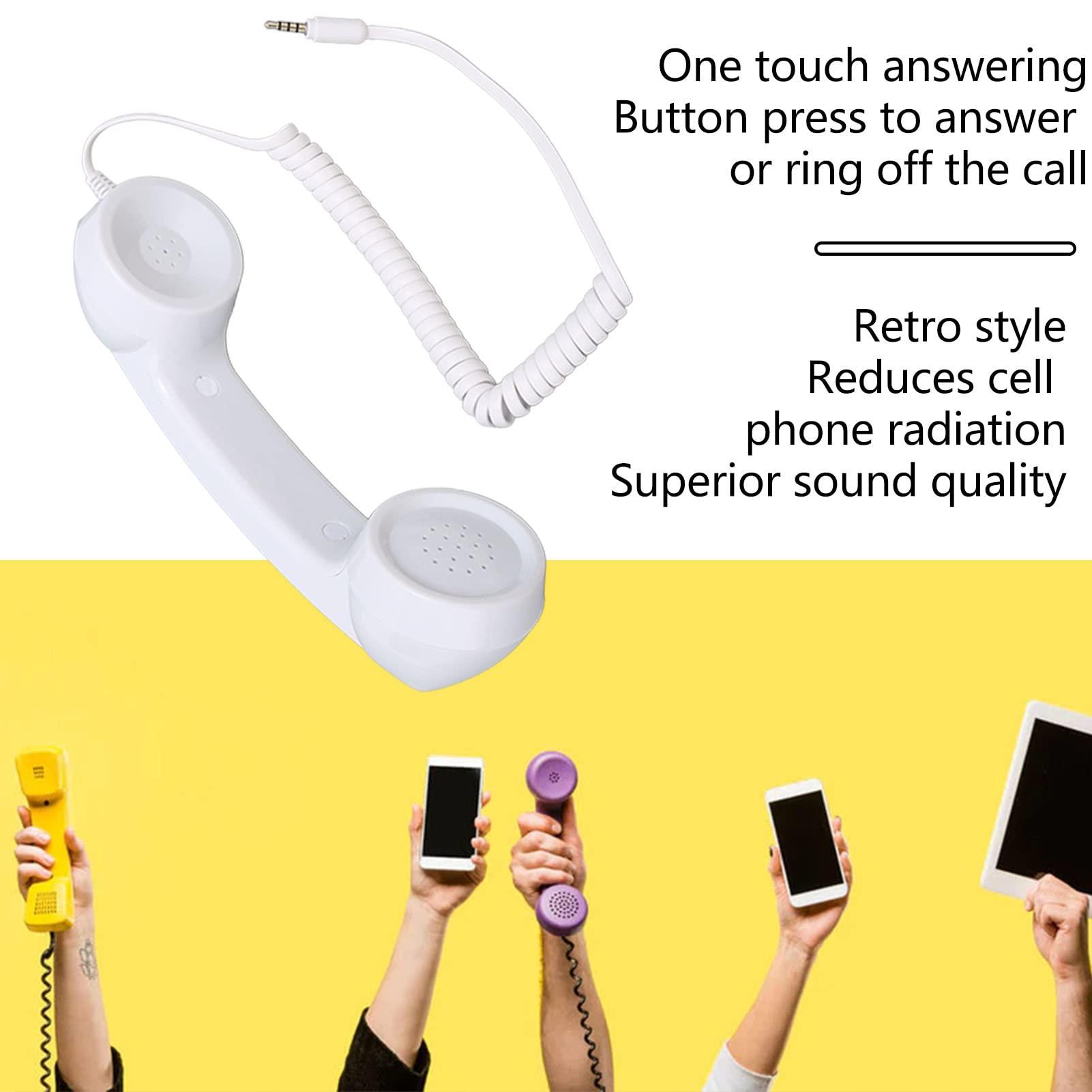 Retro 3.5mm Telephone Handset, Cell Phone Handset , Microphone Handset for Mobile Phone, Cell Phone Receiver Mini Handheld Receiver Cell Phone for Mobile Phones Computers (White) - Image 2