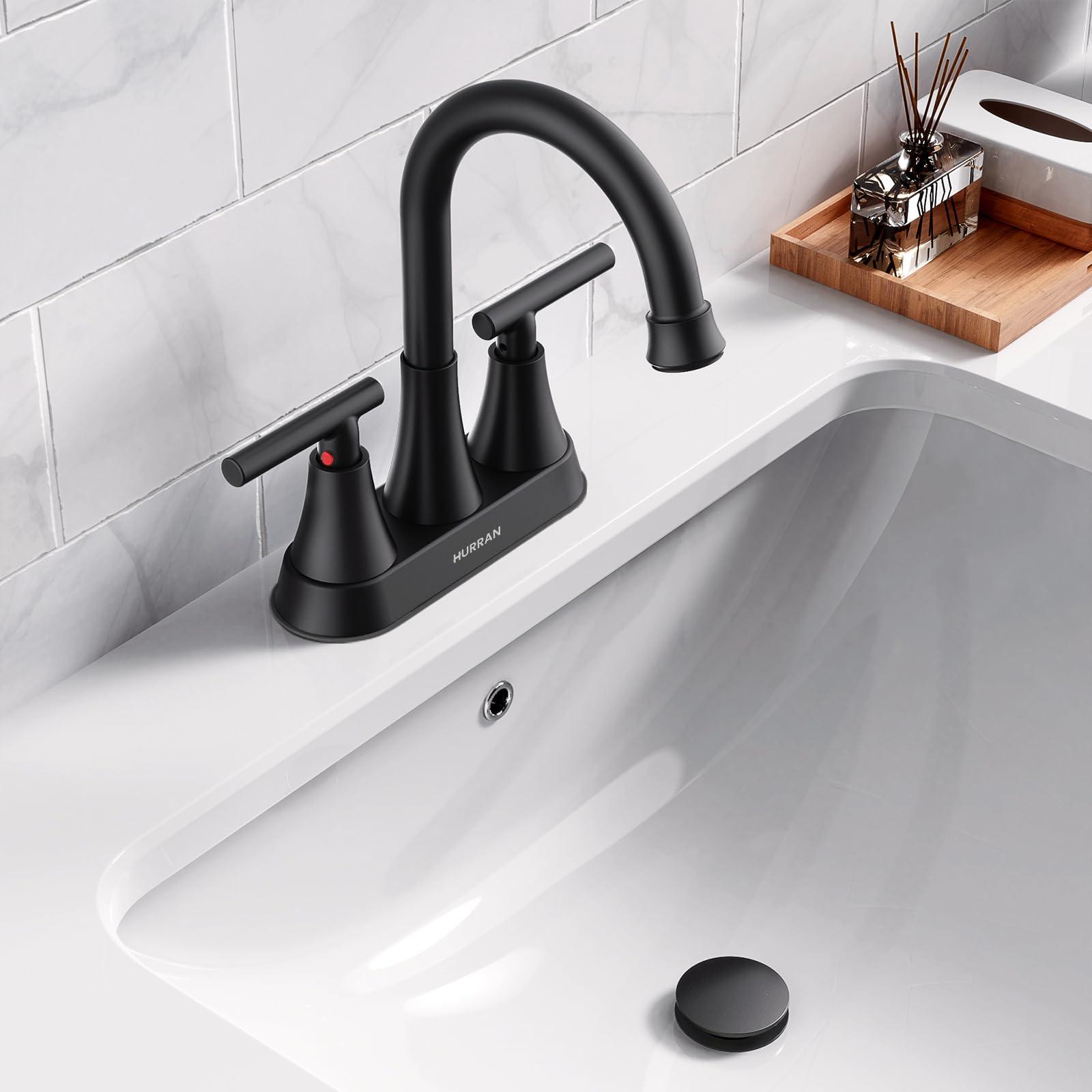 Bathroom Sink Drain with Overflow, Hurran Matte Black Universal Bathroom Sink Stopper for Bathroom Vanity Vessel Sink, Rapid Draining Plastic Pop-up Sink Drain with Hair Catcher Anti-Clog Strainer - Image 7