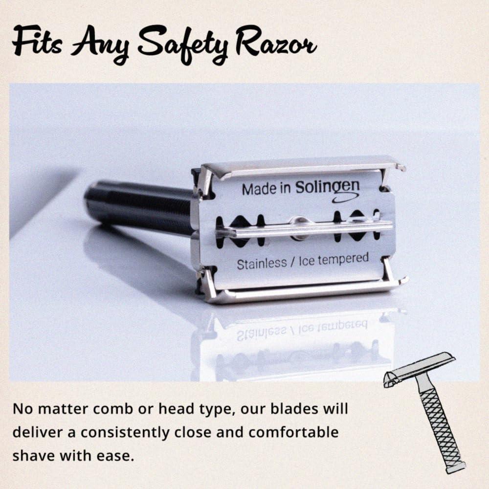 Royal Shave Premium Double Edge Stainless Steel Blades, Fits All Safety Razors, Long Lasting Shaving Razor Blades (Made in Germany) 50 Count Pack - Image 3