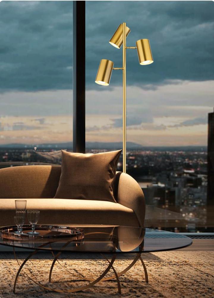 Tree Floor Lamp with 3 Light Bulbs,Gold Standing Tall Pole Lamp with 3 Adjustable Rotating Lights,Farmhouse Floor Lamp for Living Room Bedroom Office,Vintage Standing Lamp 9W E26 LED Bulbs Included - Image 7