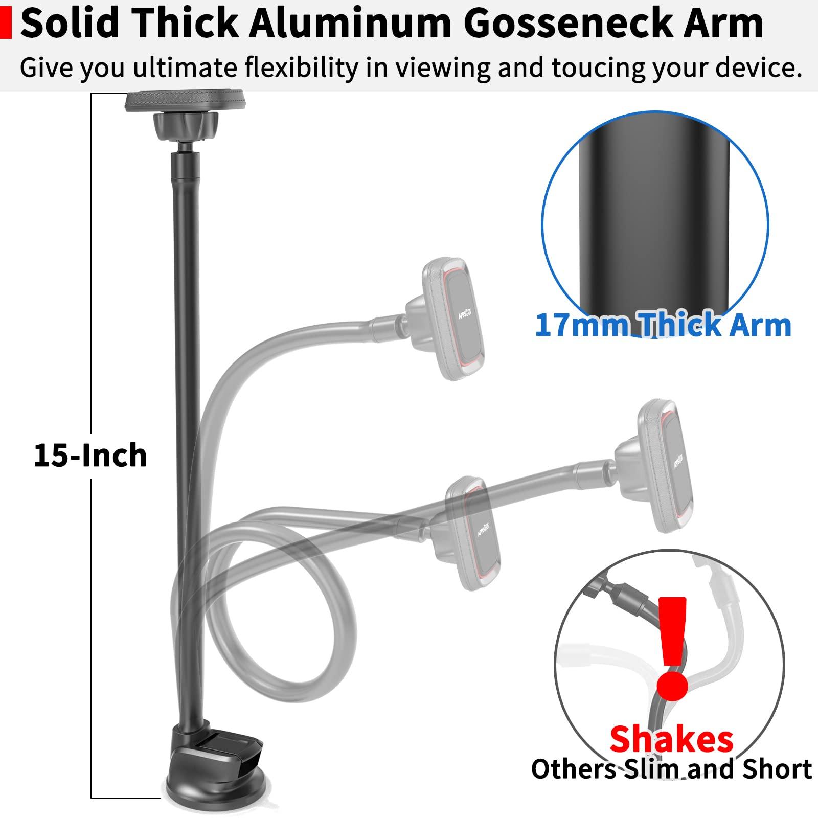 APPS2Car Magnetic Car Phone Holder Mount [Flexible Long Arm] Anti-Shake Windshield Phone Mount [6 Strong Magnets] Cell Phone Holder for Car [Case Friendly] Compatible with iPhone Smartphones Tablets - Image 3