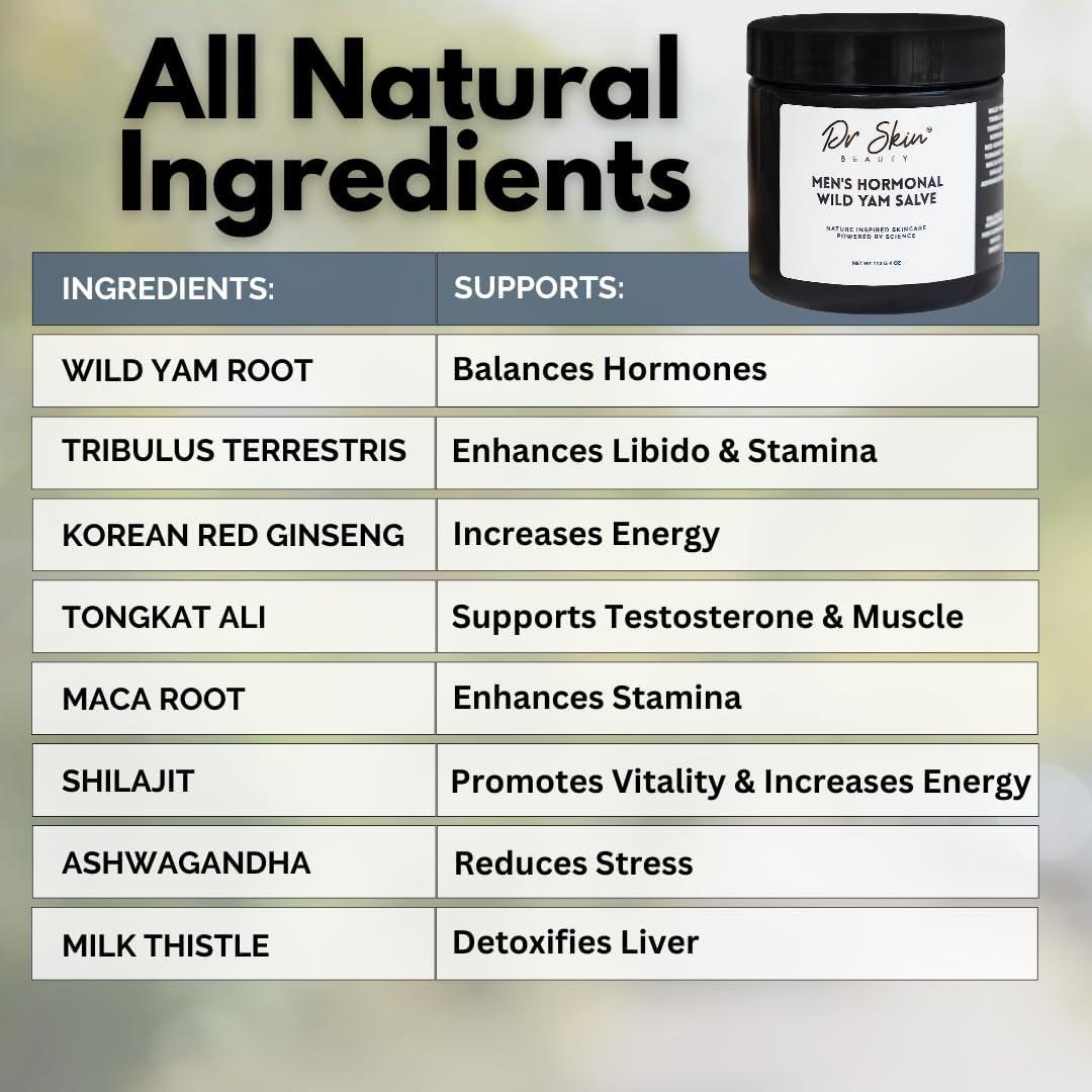Dr. Skin Men's Organic Wild Yam Cream for Hormone Balance 4oz | Natural Hormonal Support Balance Cream | Made in The USA | Men's T- Booster - Stamina, Endurance, & Strength Booster - Image 9