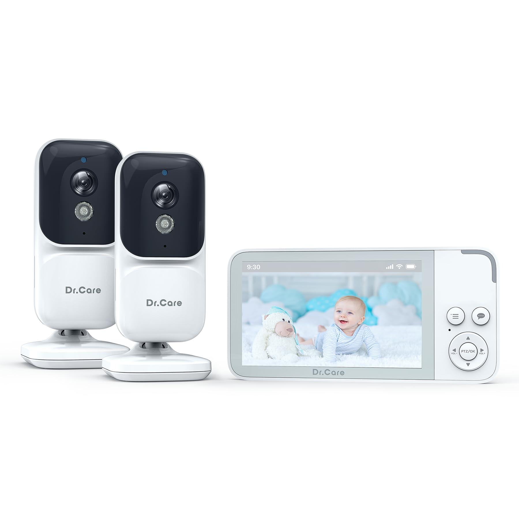 Dr.Care NeoView Video Baby Monitor with 2 Cameras-3.5” Screen, 2-Way Audio, Video Loop Recording, Night Vision, Real-Time/VOX Monitoring, Temperature Sensor, Lullabies, No Wi-Fi(Supports Up to 128GB)
