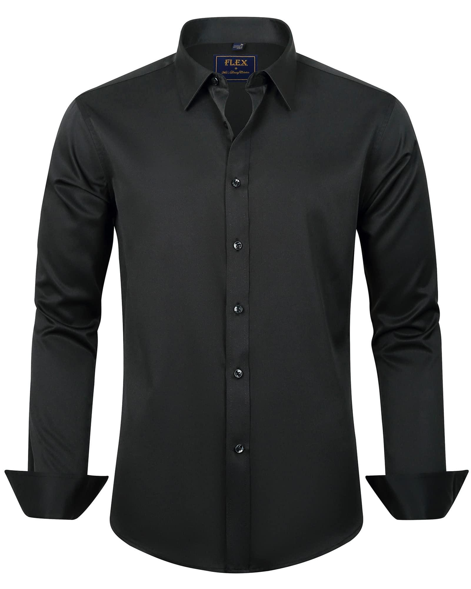 J.VER Men's Dress Shirts Solid Long Sleeve Stretch Wrinkle-Free Formal Shirt Business Casual Button Down Shirts