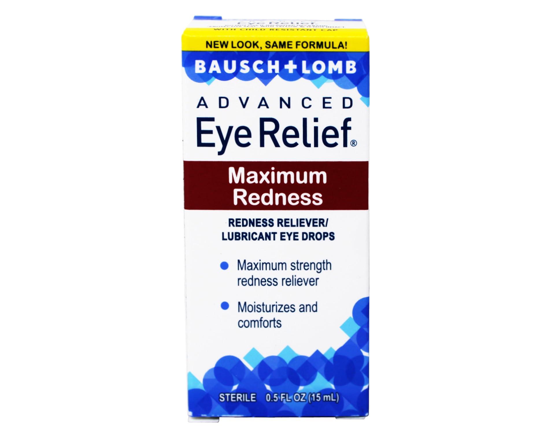 Bausch + Lomb Advanced Eye Relief – Maximum Redness Relief Eye Drops, 0.5 fl oz (15 mL)