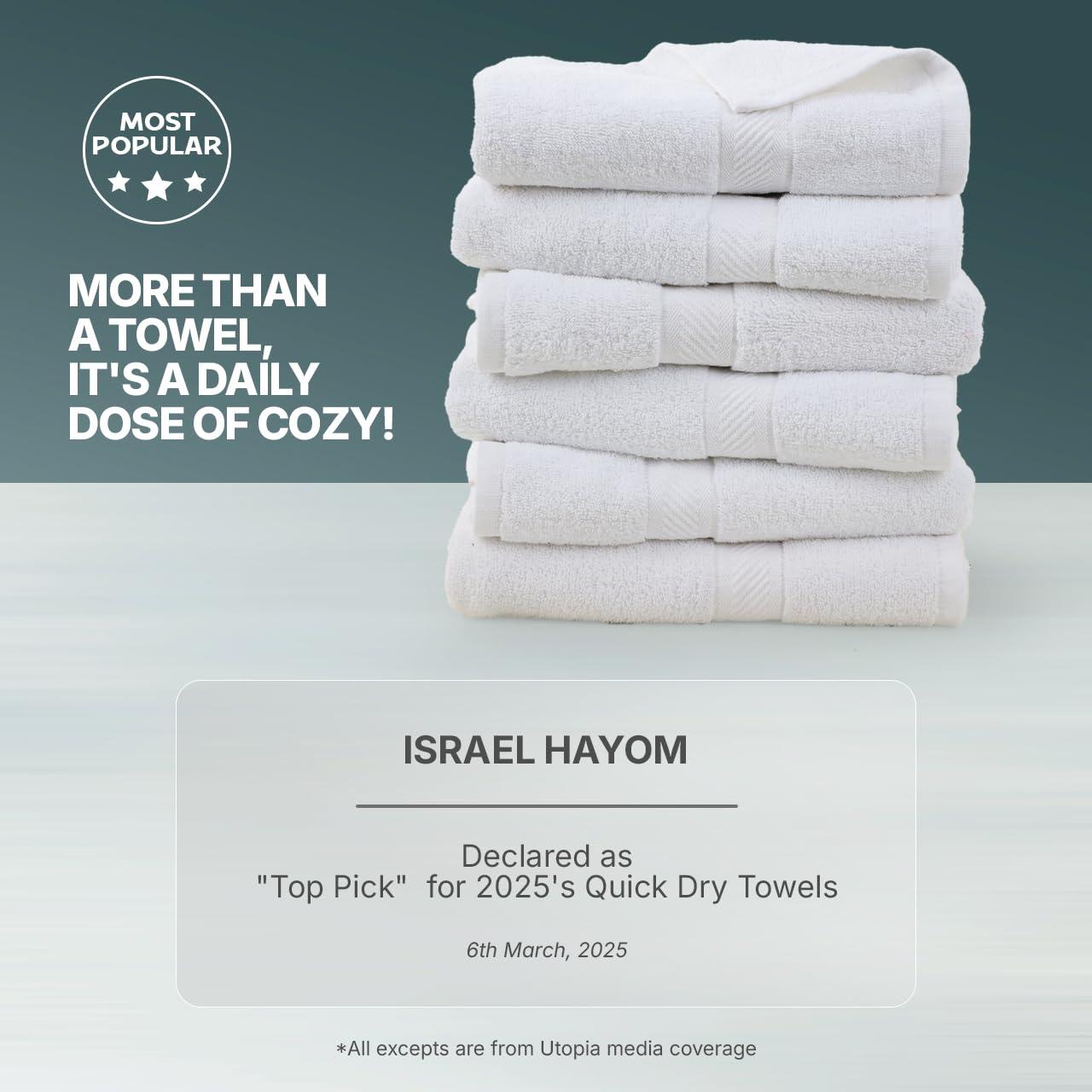 Utopia Towels 6 Pack Medium Bath Towel Set, 24 by 48 Inches, 500 GSM 100% Ring Spun Cotton, Lightweight and Highly Absorbent Quick Drying Premium Towels for Hotel, Spa and Bathroom, White - Image 4