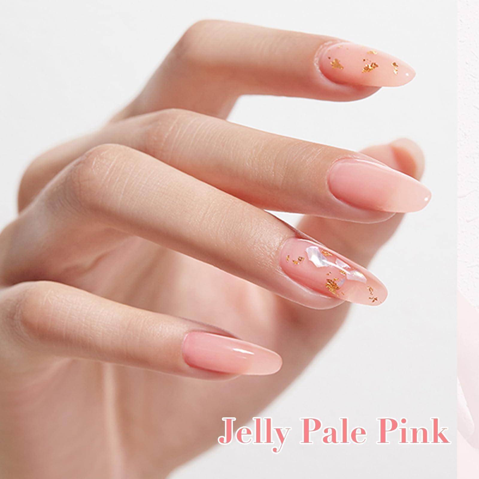 AZUREBEAUTY Jelly Nail Polish Set Quick Dry Transparent Nude Pink Purple Brown 4 Colors Sheer Natural Nail Lacquer Fingernail Kit with Top Coat Nail Polish DIY Salon Home - Image 4