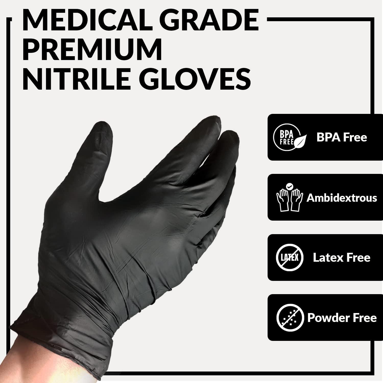 Klex Nitrile Exam Gloves - Medical Grade, Powder & Latex Free, Food Safe, Black, 100, 1000 Count, S, M, L, XL - Image 2