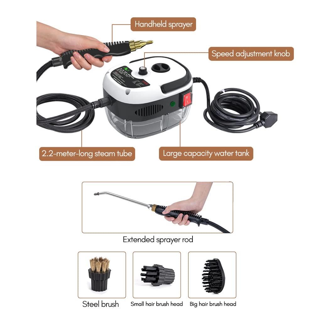 ZWEBY 2500W Portable Handheld Steam Cleaner High Temperature Pressurized Steam Cleaning Machine with Brush Heads for Kitchen Furniture Bathroom Car - Image 4