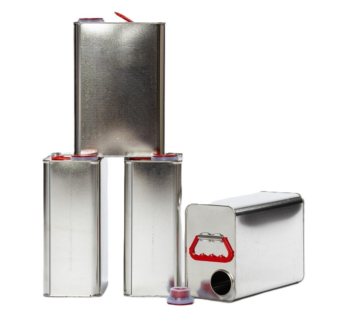 4 Pack F-Style 1 Gallon Metal Cans – Made in the USA with US Steel, Empty, UN Certified, US DOT, Heavy Duty, Childproof, Hazardous Materials, Jugs, Fluids, Solvents, Chemicals, Paints, Oil, Recyclable