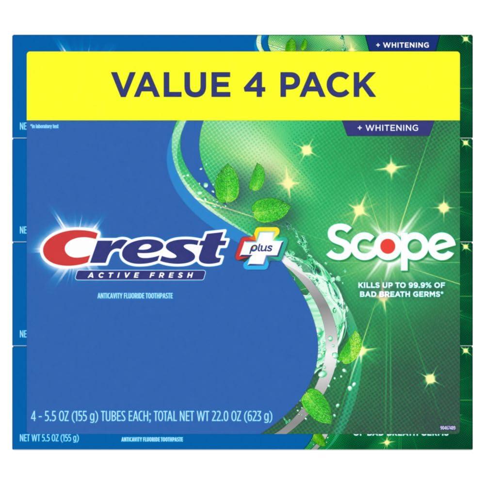 Crest Whitening Plus Scope, Complete Active Fresh + Whitening Toothpaste, 5.5oz, Toothpaste Sensitive Teeth, Pack of 4 - Image 7
