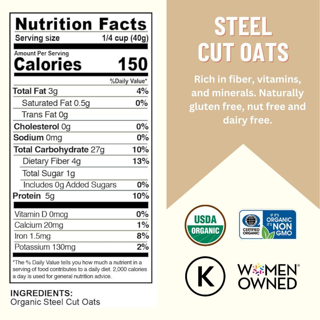 Mountain High Organics Inc. Certified Organic Steel Cut Oats 6G Bucket (42LBS) - Image 2