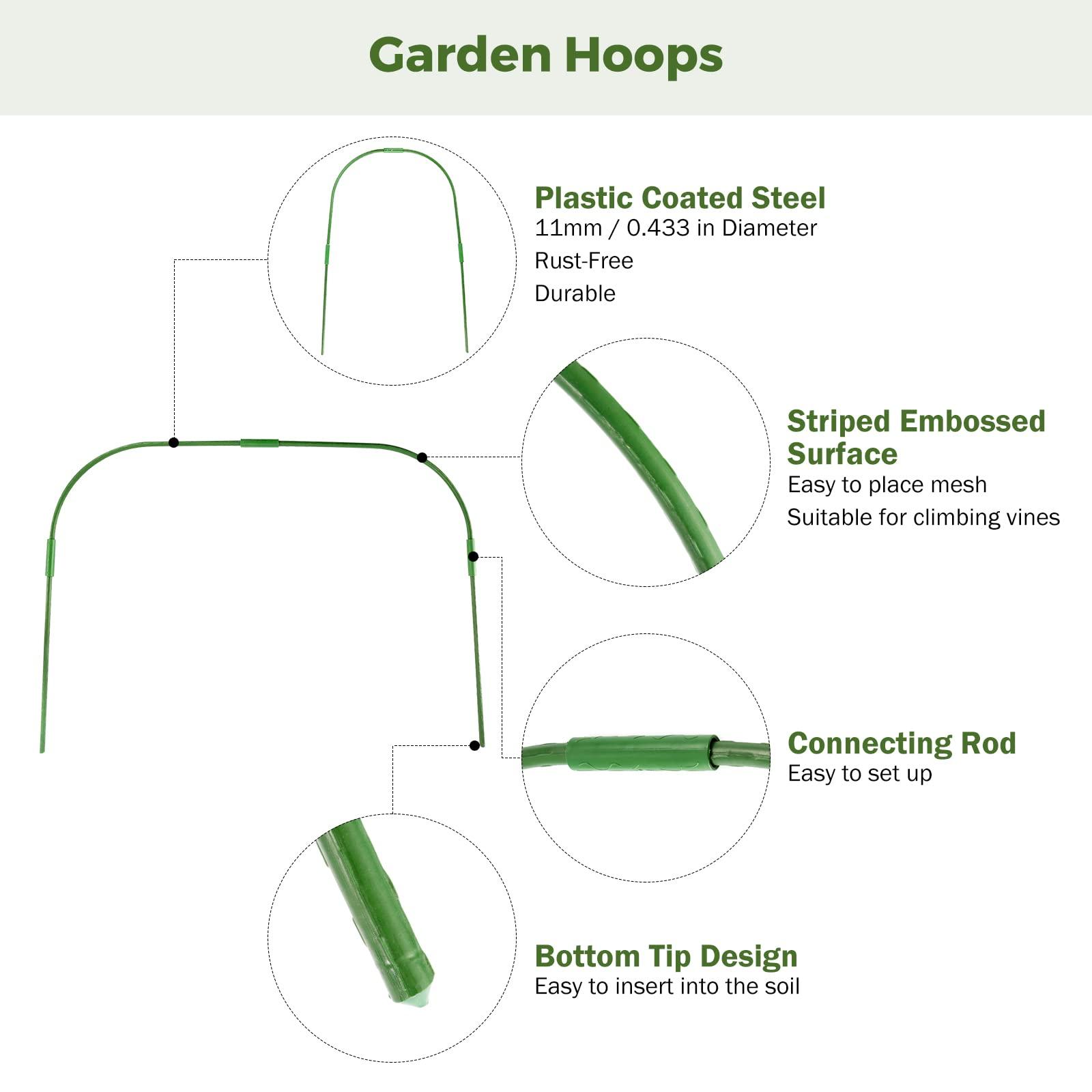 BEAMNOVA Garden Netting Mesh Greenhouse Hoops for Raised Beds Row Cover Barrier Support Frame Cover Climbing Plants Stakes with Clips for Outdoor Vegetable Tomato Vines DIY - Image 4
