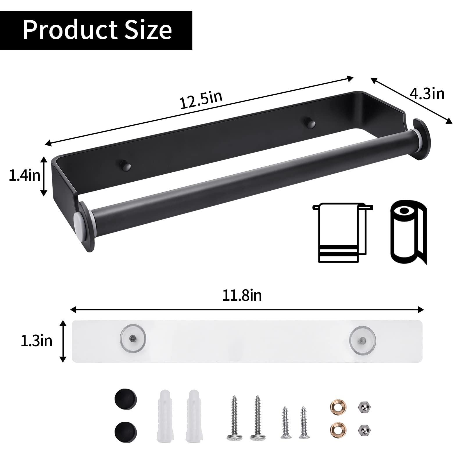 PEDORUBY Under Cabinet Paper Towel Holder, Adhesive or Drill Mount Paper Towel Holder, Wall Mount Paper Towel Holders for Kitchen or Bathroom (Black) - Image 3