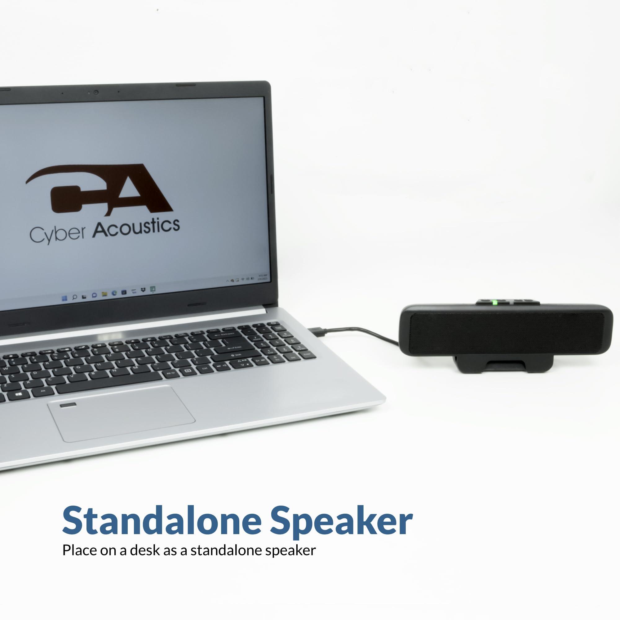 Cyber Acoustics USB Speaker Bar (CA-2890) – Stereo USB Powered Speaker, Easily Clamps to Monitor, Convenient Controls - Image 6