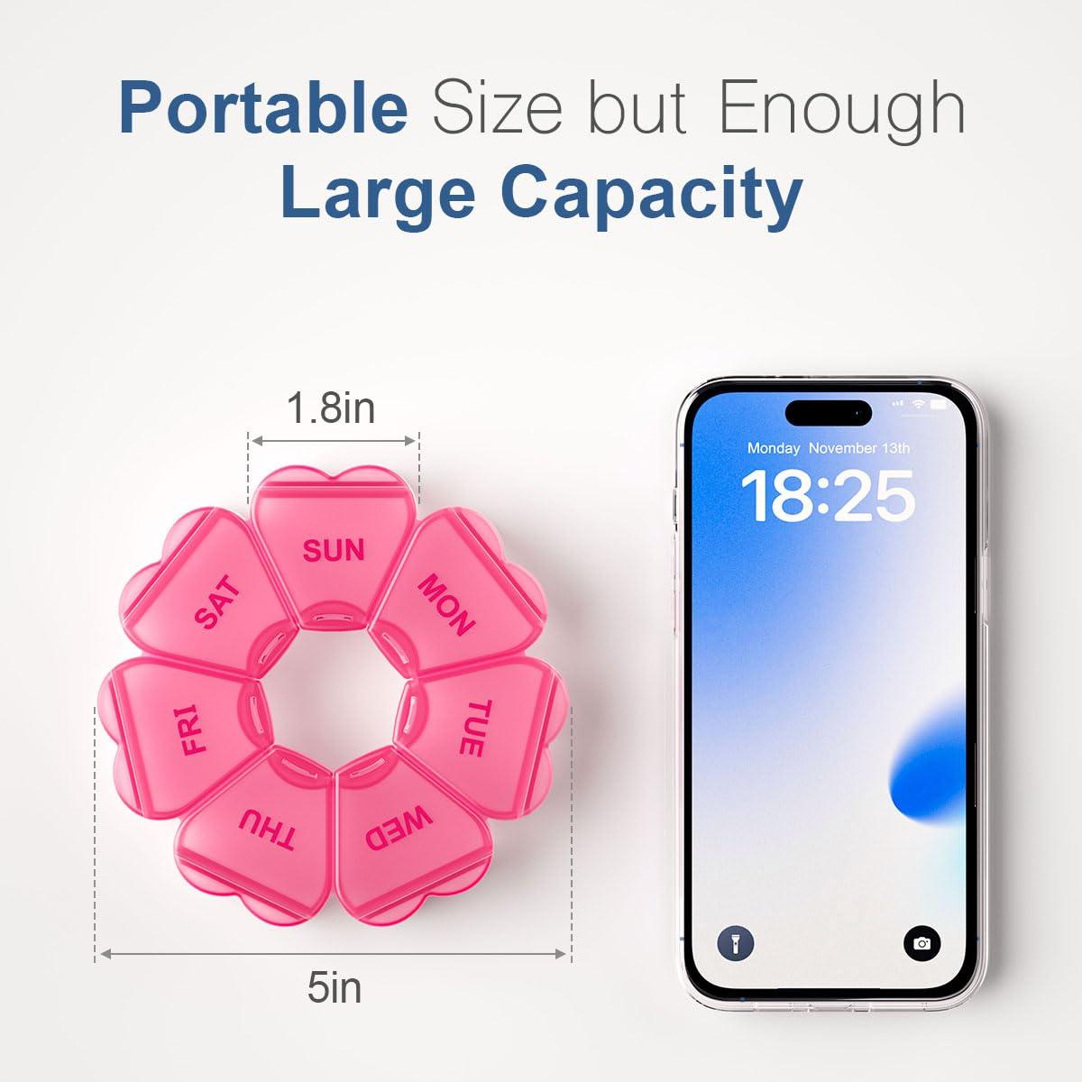 Large Weekly Pill Organizer, Pill Box 7 Day, KAPENS Daily Vitamin Case Large Capacity Compartments, Pill Containers for Fish Oil Medicine Supplements, Red - Image 6