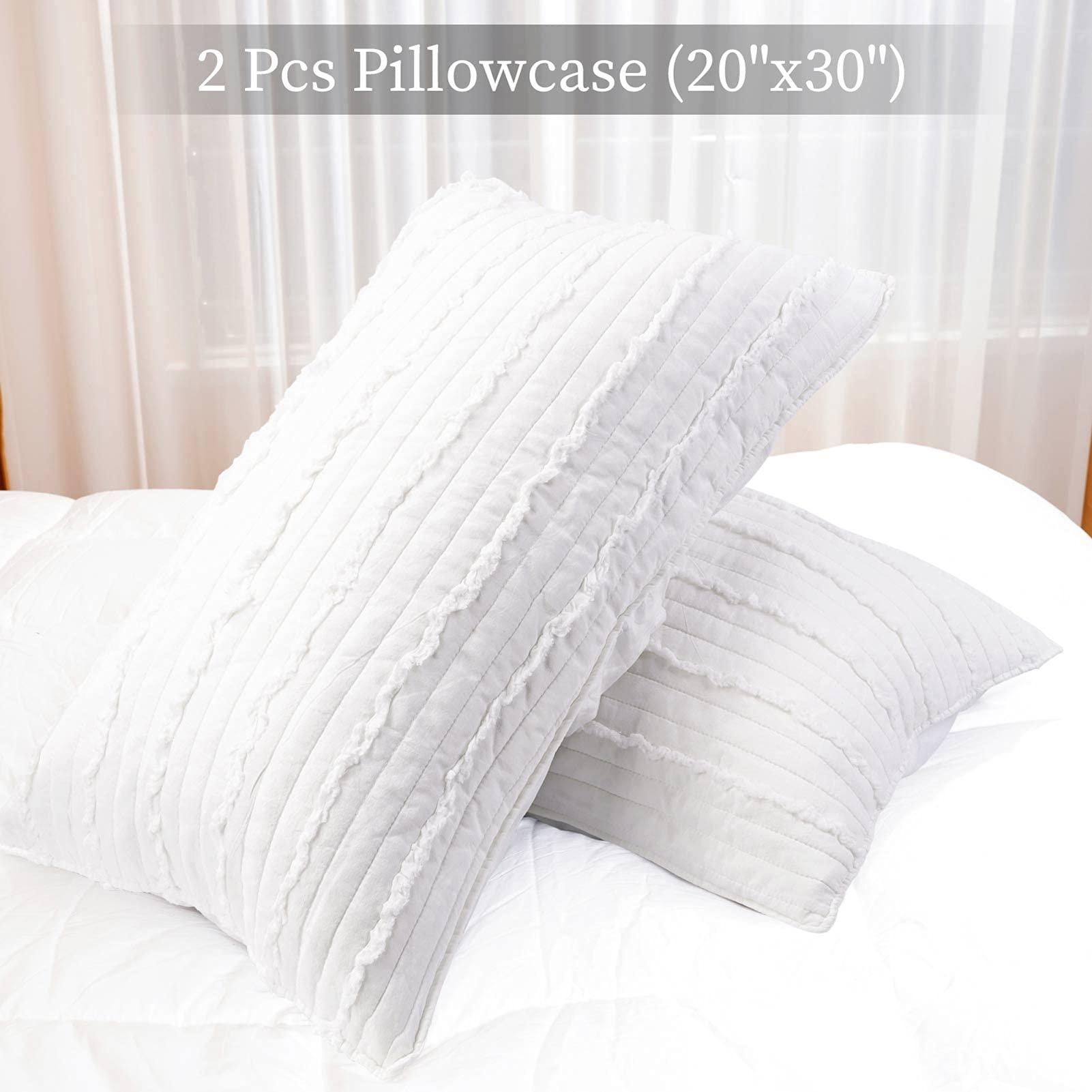 BOSOWOS Standard Size Pillow Shams Set of 2, Ultra Soft Breathable 20 x 26 Inches Pillow Case Envelope Closure, Microfiber Farmhouse Bed Pillowcases for Easy Care, White - Image 5