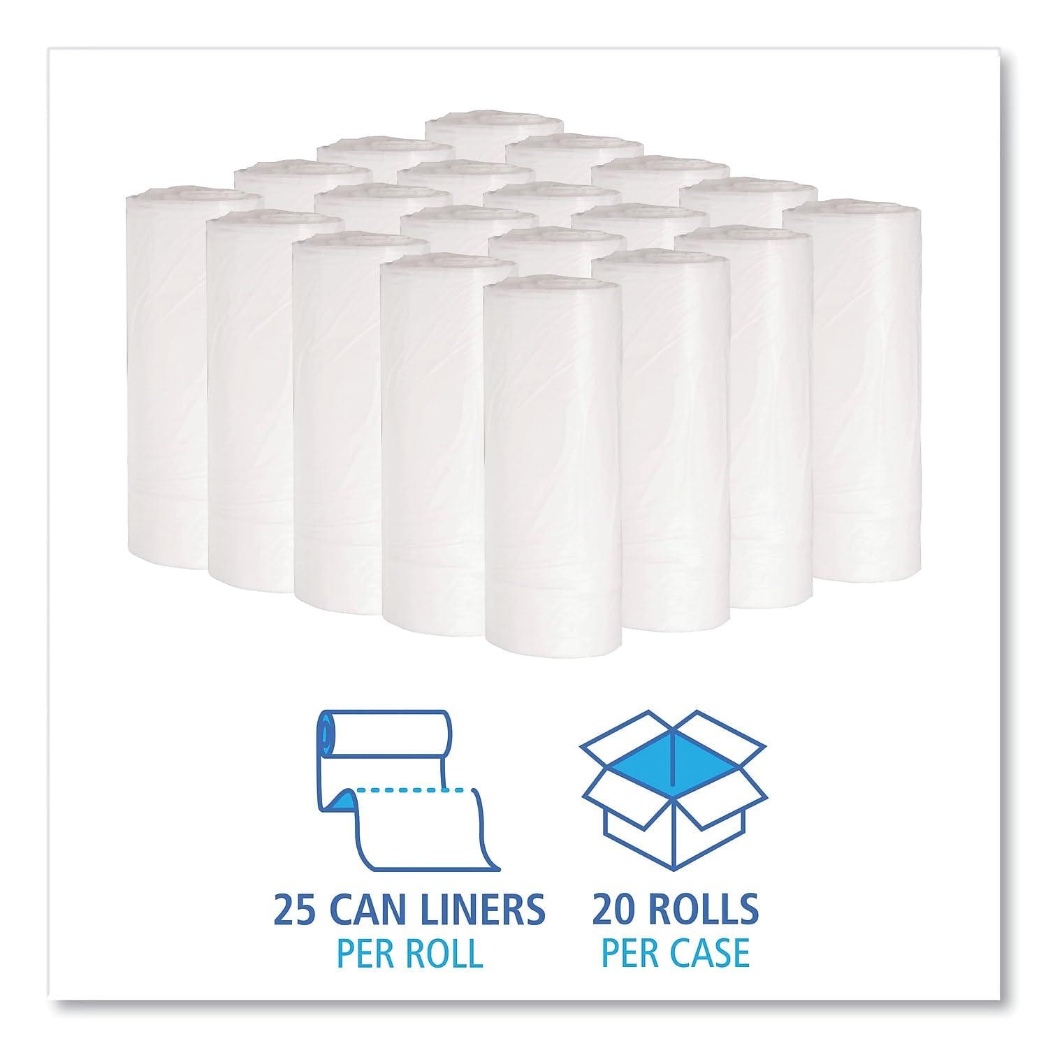 Boardwalk H4832LWKR01 24 in. x 32 in. 16 gal. 0.4 mil. Low-Density Waste Can Liners - White (25 Bags/Roll, 20 Rolls/Carton) - Image 3