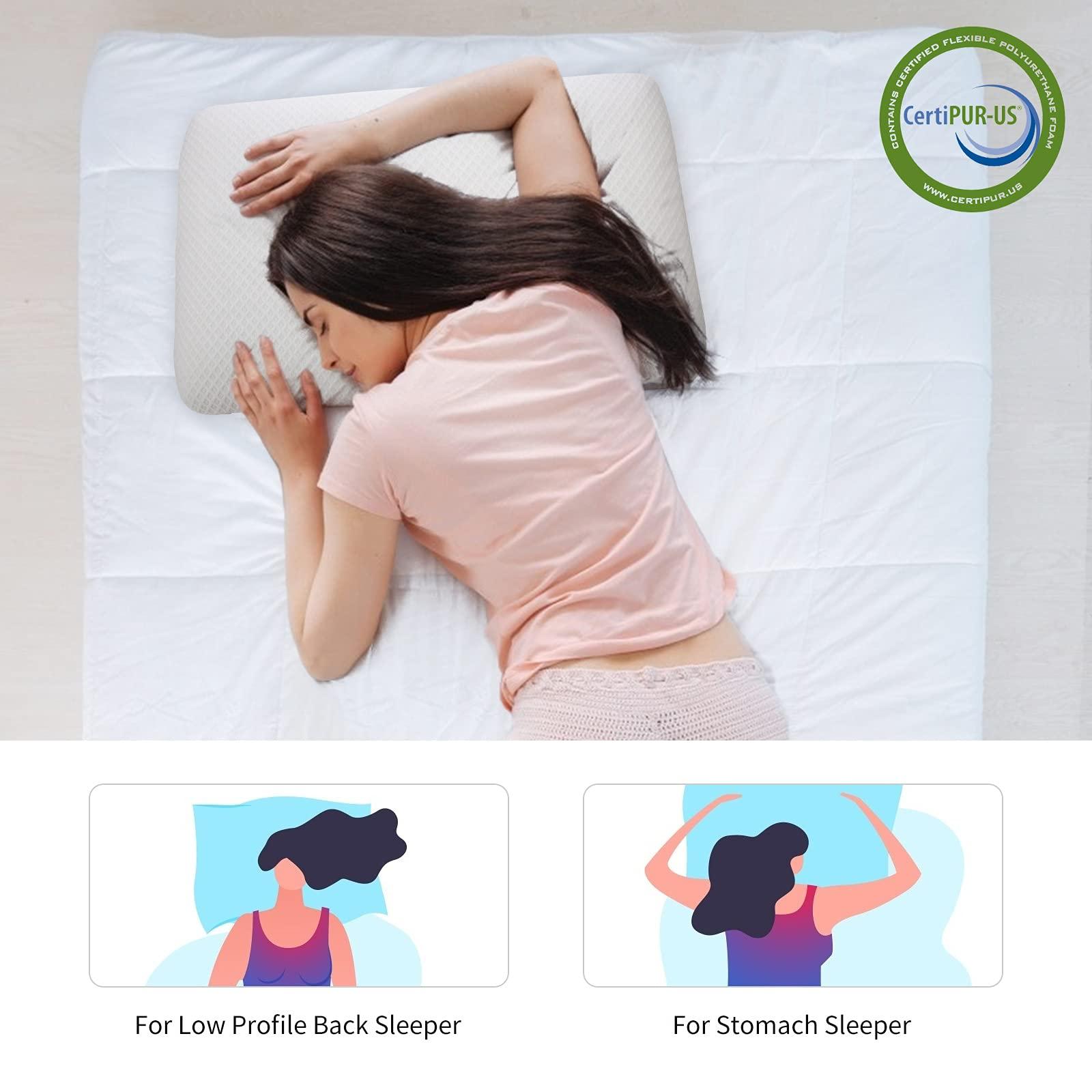 DLIGHT BD Slim 3.2" Stomach Sleeping Memory Foam Pillow-Thin, Flat, Soft Yet Supportative for Belly, Back& Stomach Sleepers - Image 6