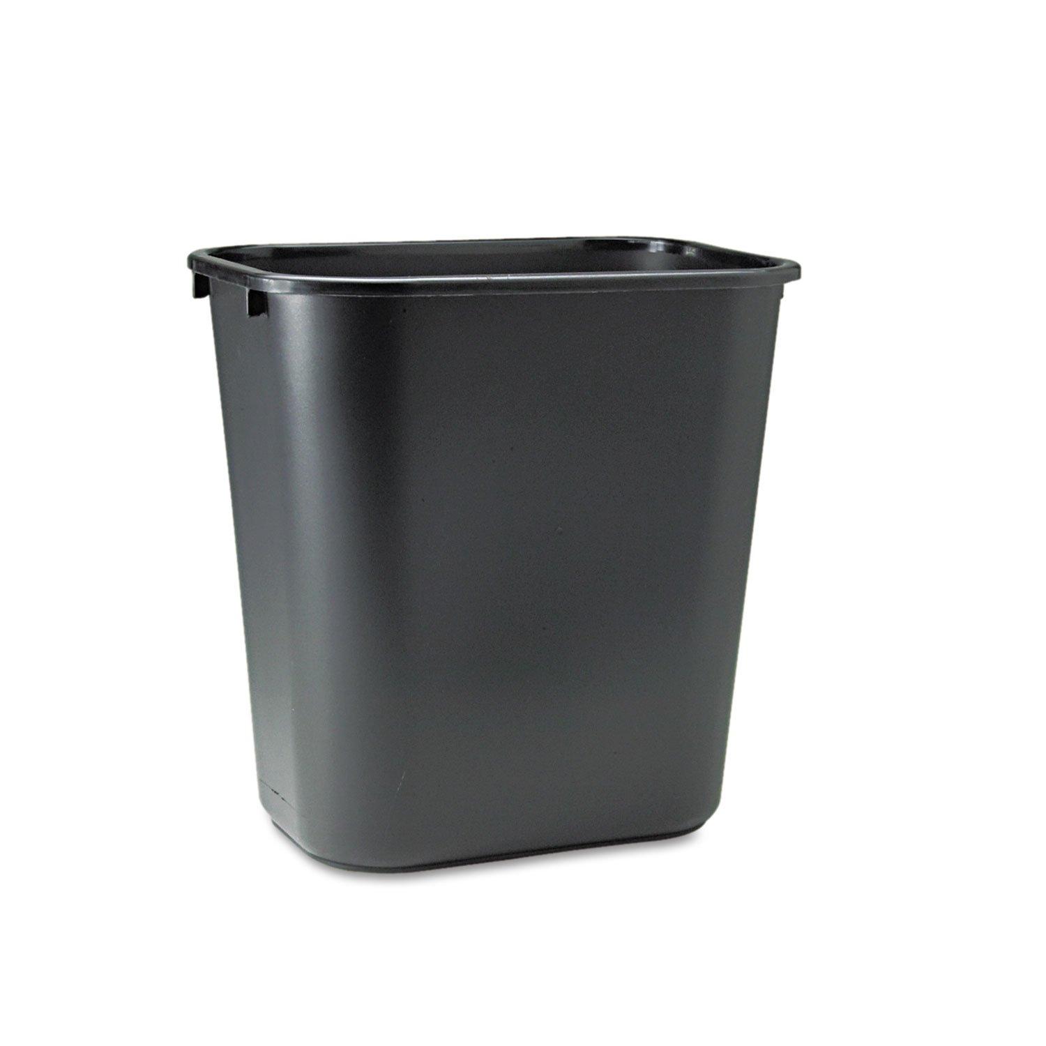Rubbermaid Commercial Products Resin Wastebasket/Trash Can, 7-Gallon/28-Quart, Black, Plastic, for Bedroom/Bathroom/Office, Fits Under Desk/Sink/Cabinet, Pack of 12