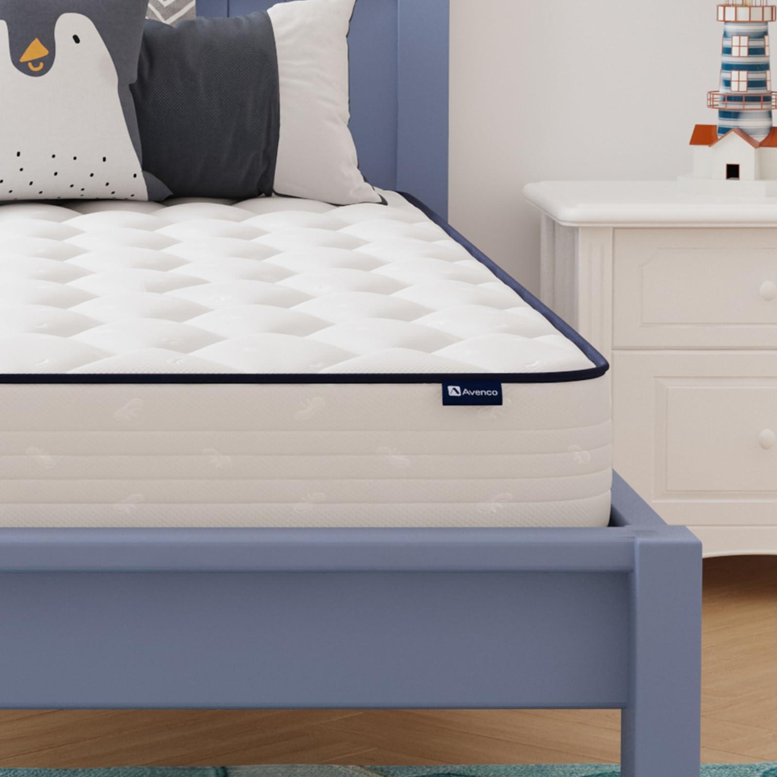 Avenco 8 Inch Twin Mattress, Foam and Spring Hybrid Mattresses in a Box, Medium Soft, Breathable Fabric & Adaptive Support, CertiPUR-US Certified, Twin Size Mattress in Guest and Kids Bedroom