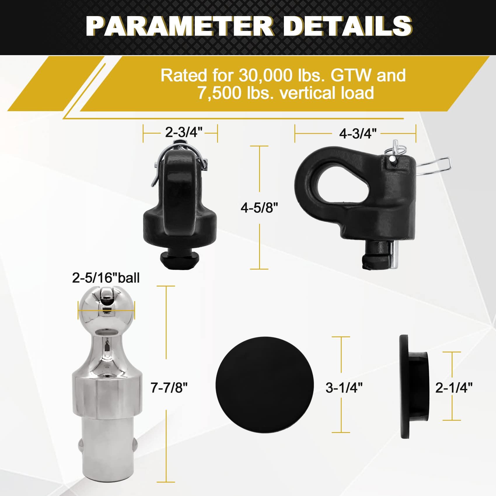 60692, Puck System Gooseneck Hitch Ball Kit, Compatible with 2013-2025 Ford F250 F350 F450, 2016-2025 Chevrolet Silverado, GMC Sierra & Nissan Titan XD, 30000 lbs GTW/ 7500 lbs VTW, 2-5/16 Inch Ball - Image 6