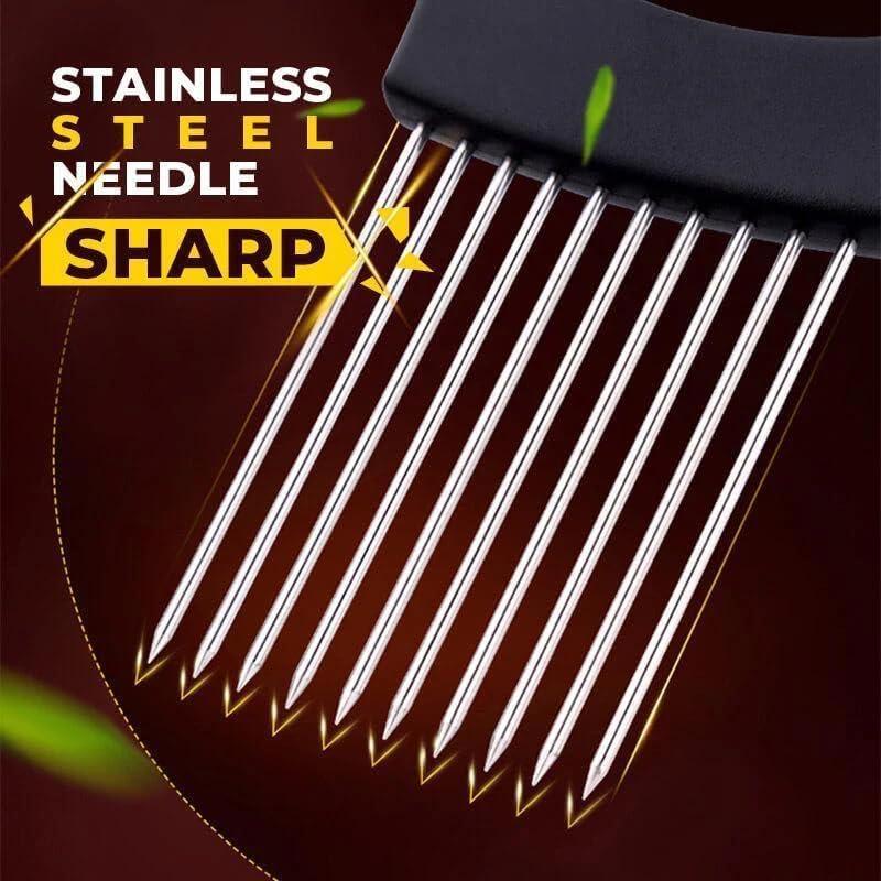Stainless Steel Onion Slice Holder, Lemon Slicer Vegetable Cutter, Chopper Slicing Assistant Tool for Meat, Onion, Potato, Tomato Home Kitchen Tools (1 PCS) - Image 5