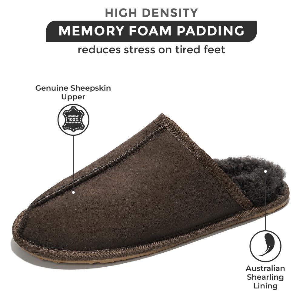 Project Cloud Genuine Sheepskin Upper Mens Slippers - Memory Foam Scuff House Slippers and Non-Slip Comfortable Fall Men Footwear (Colin) - Image 2