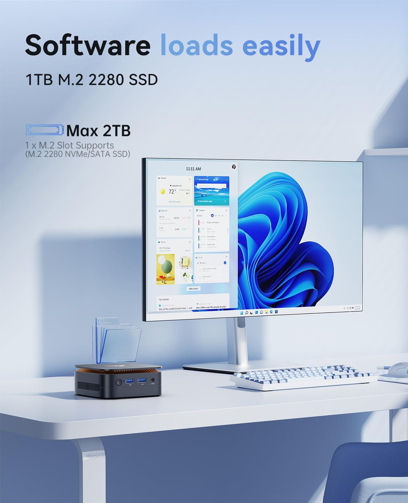 KAMRUI Mini PC Computer, Intel Processor N97 (up to 3.6 GHz), 16GB DDR4 RAM 256GB M.2 SSD, Mini Desktop Computer Support Dual 4K, WiFi, Bluetooth, Ethernet, HTPC for Business, Education, Home - Image 7