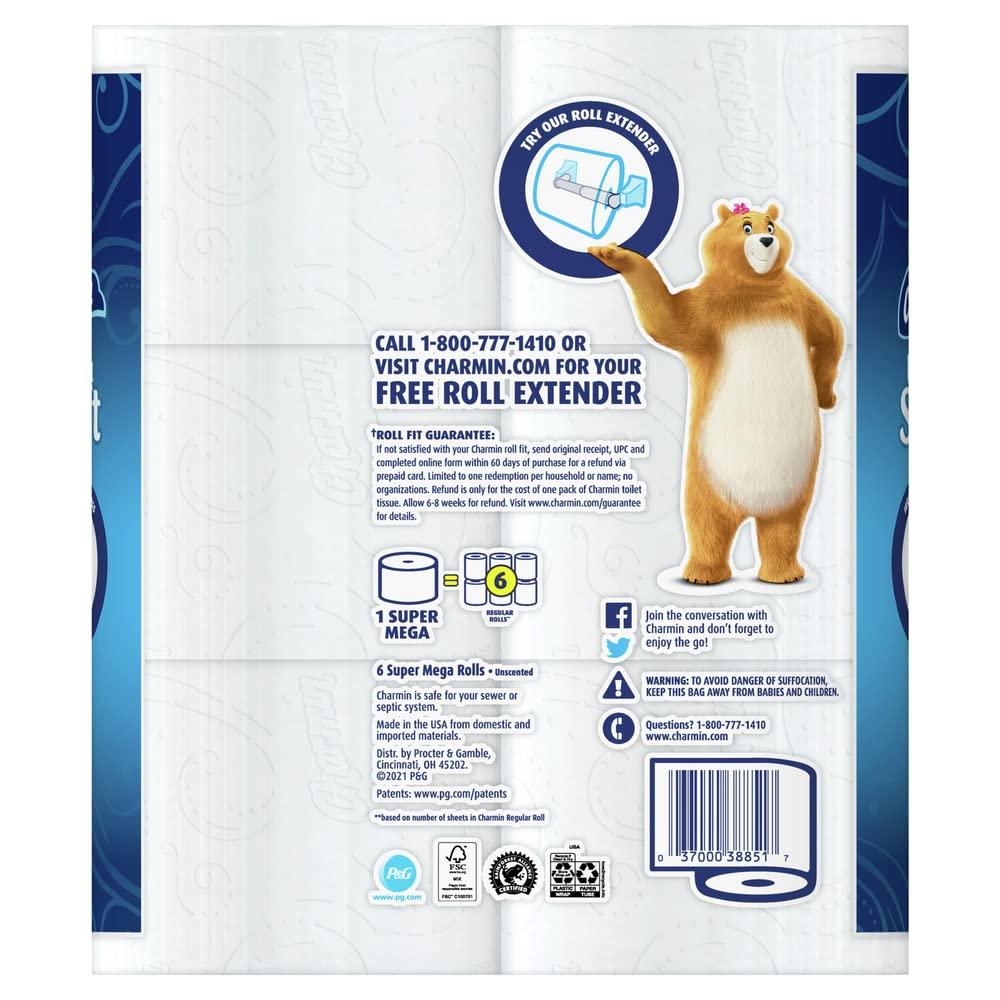 Charmin Ultra Soft Toilet Paper, 6 Super Mega Rolls = 36 Regular Rolls - Image 2