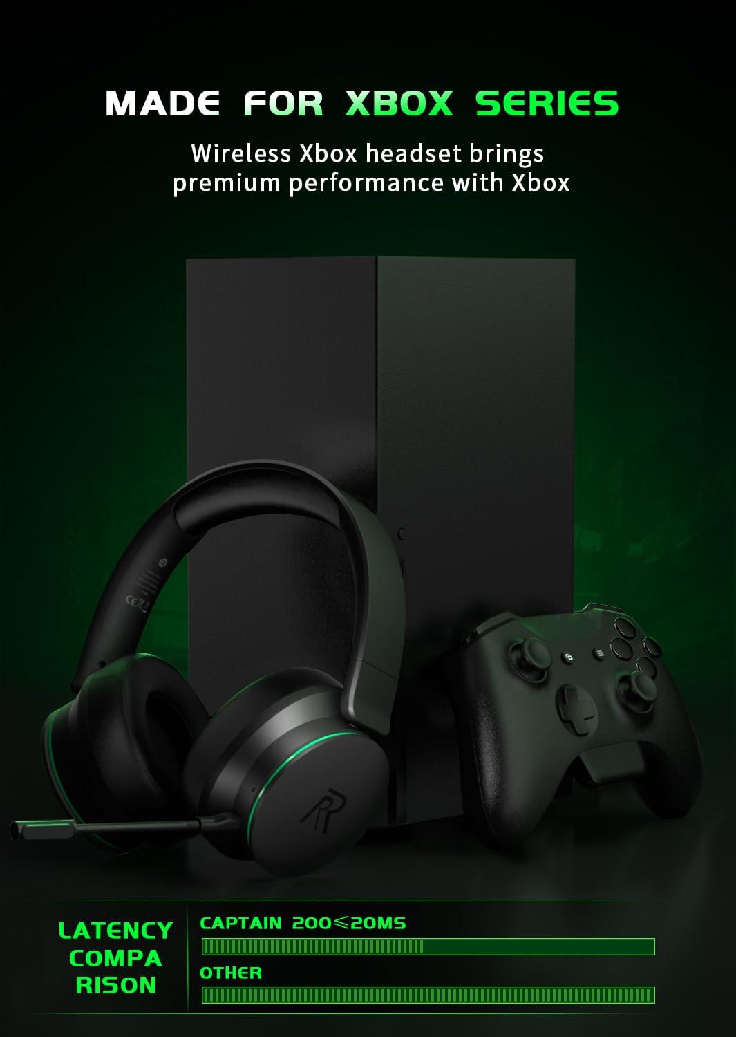 RYR Wireless Gaming Headset for Xbox Series X|S, Xbox One, PS5, PS4, Mac, Bluetooth 5.3, 3D Surround Sound, Rotatable Earmuffs, Gaming Headphones with Noise Canceling Microphones-Blackgreen - Image 6