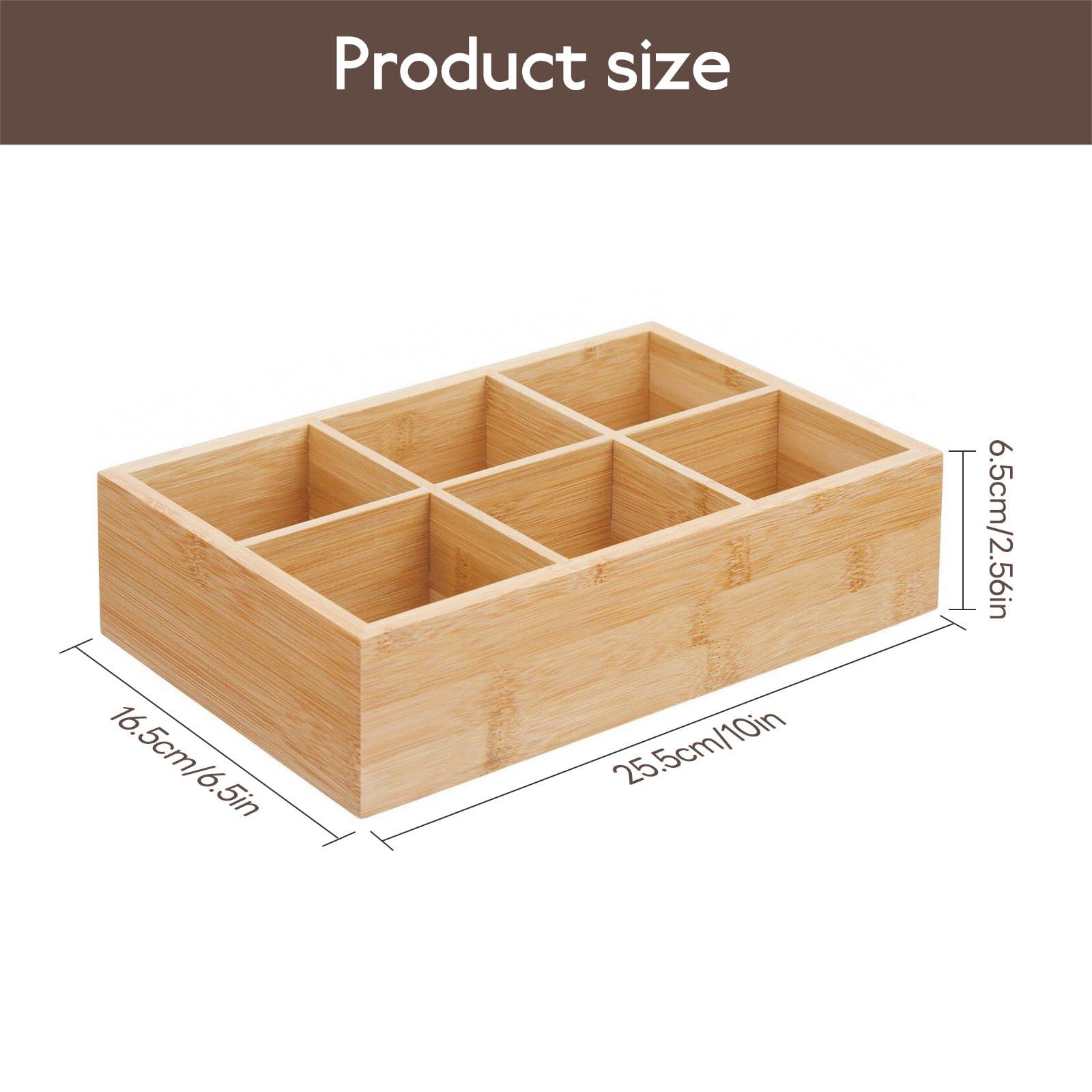 Tea Bag Organizer for Drawer,Bamboo Divided Tea Bag Container,Tea Bag Storage Holder for Office Kitchen Countertop Cabinet Pantry Drawer - Image 3