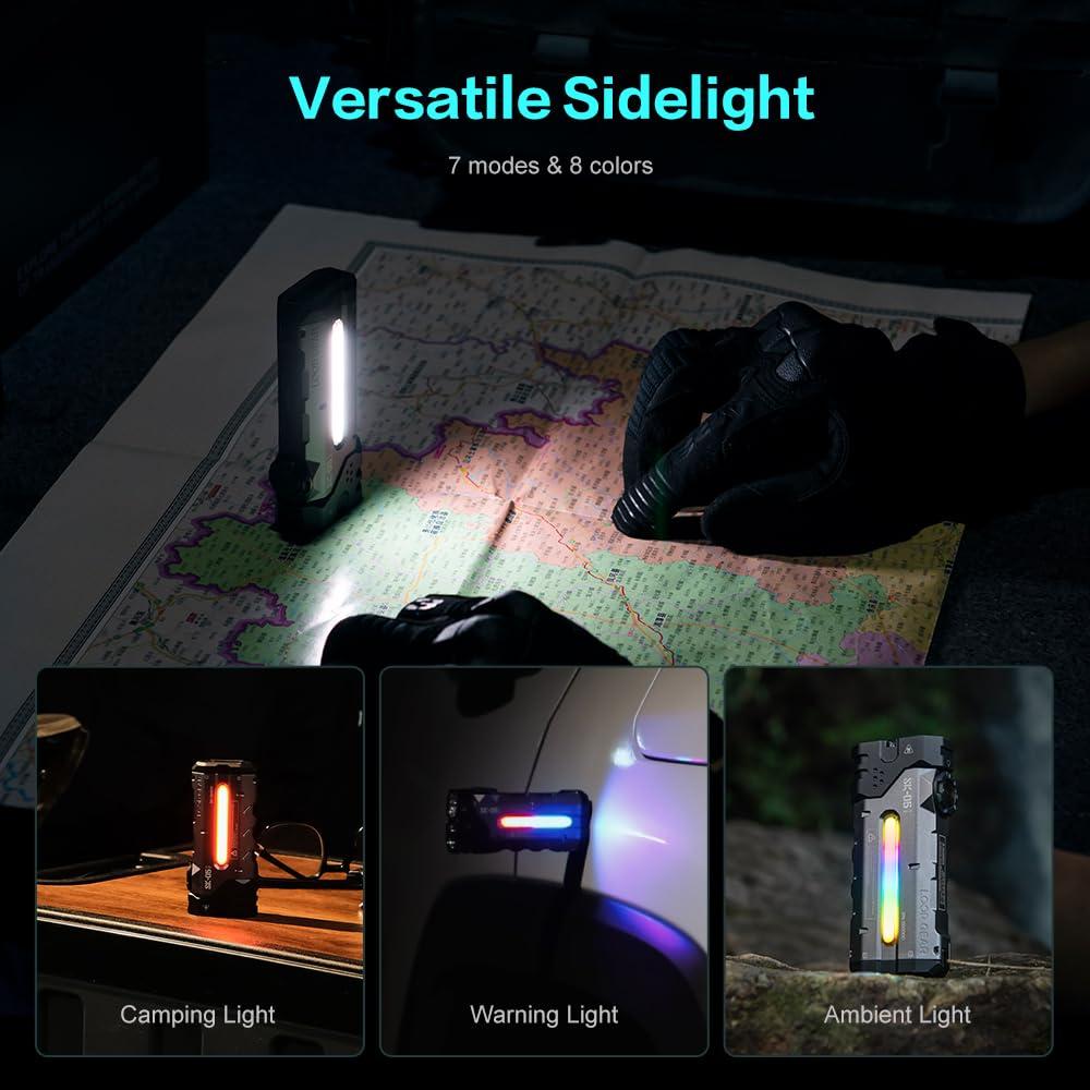 LOOP GEAR SK05 Pro Flat LED Flashlight with 8000mAh Power Bank, Sidelight Flashlight Combines Floodlight and Spotlight, 4360 High Lumens, Rechargeable, Magnetic Tail, IP68 Perfect for Camping, Outdoor - Image 6