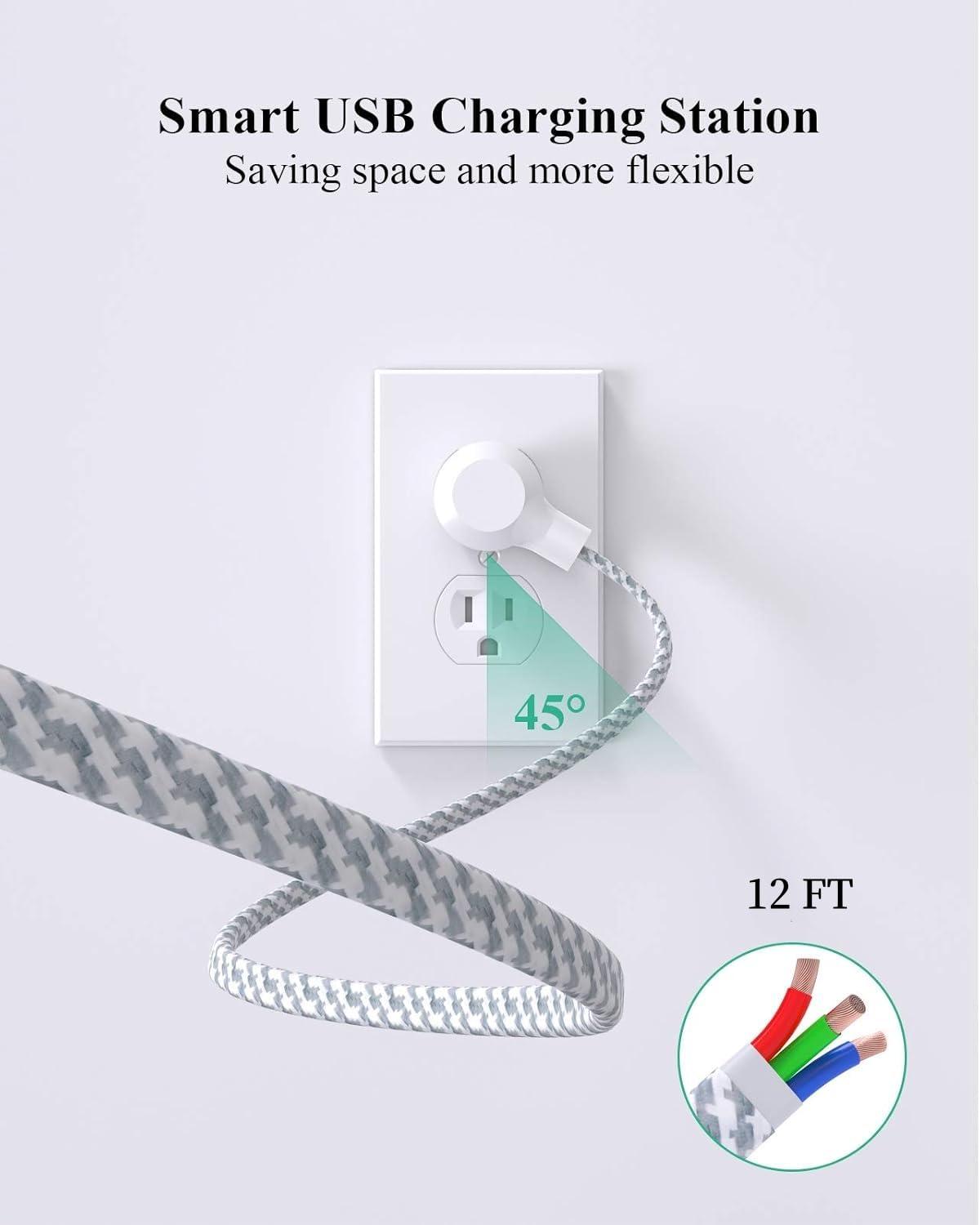 2 Pack Power Strip, 12FT Long Extension Cord, Surge Protector with 6 Outlets and 4 USB Ports (2 USB C), Flat Plug Overload Protection, Extension Cord 10+ ft, Wall Mount for Home Office Dorm College - Image 7