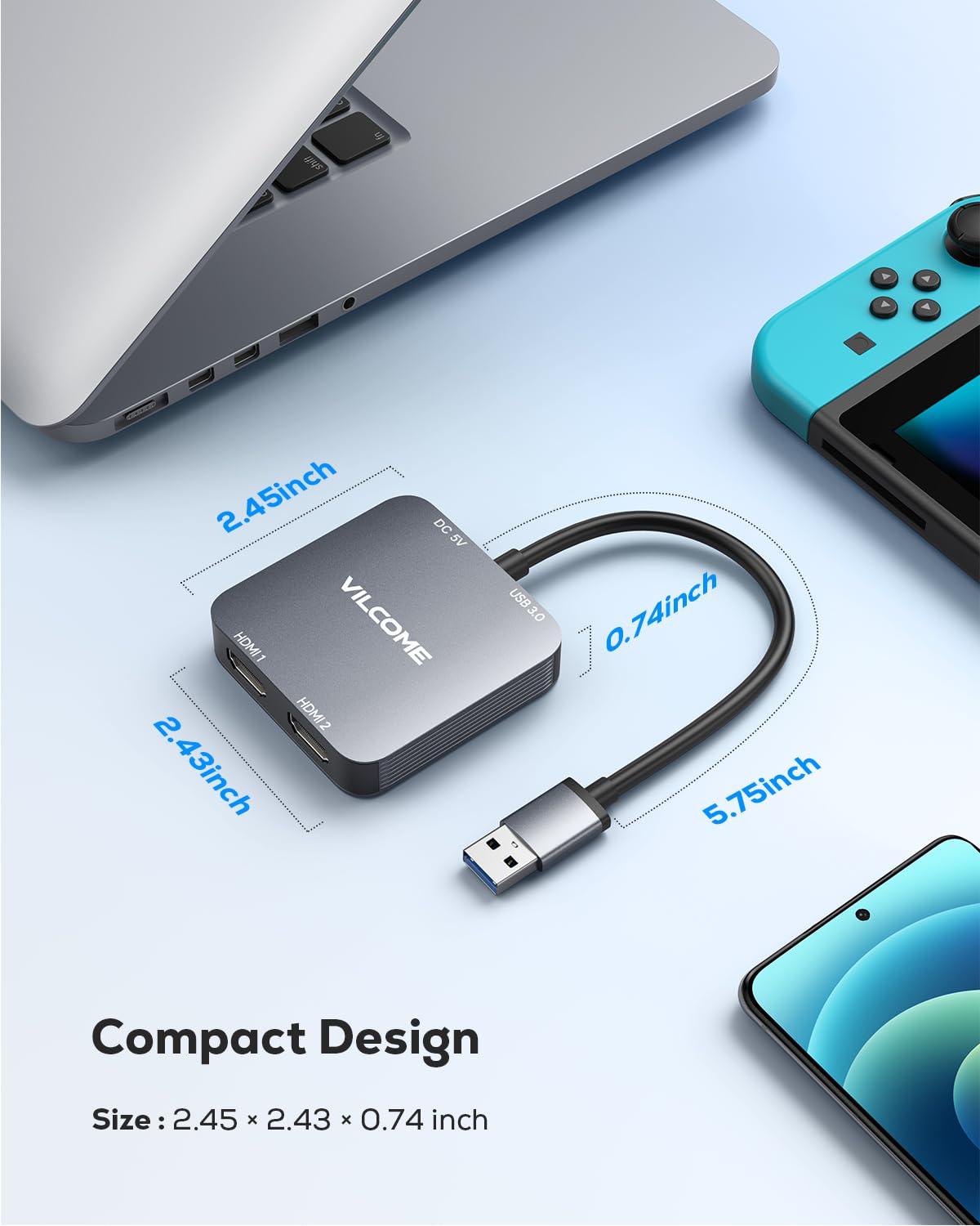 USB to HDMI Adapter, USB 3.0 to Dual HDMI Adapter with USB 3.0 Port, Audio Video Graphics Converter Cable for Laptop Monitor Desktop TV, Compatible with Mac OS, Windows - Image 7