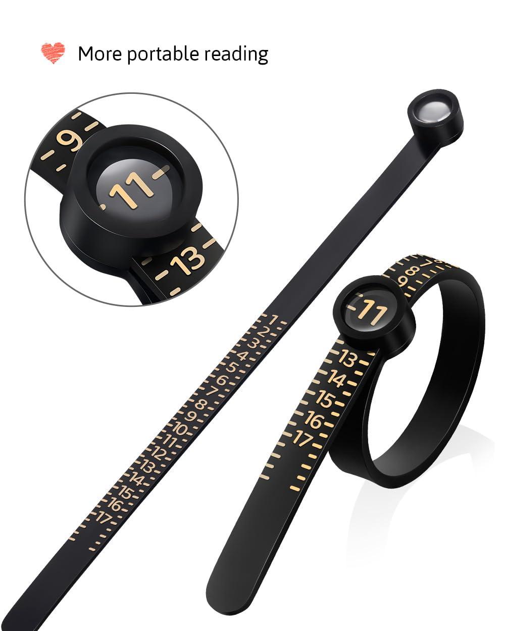 Meowoo Ring Sizer Measuring Tool with Magnifier, for Ring Measurer and Ring Sizer Clear and Intuitive Reading. Plastic Ring Sizer with Lens, 1-17 - Image 2