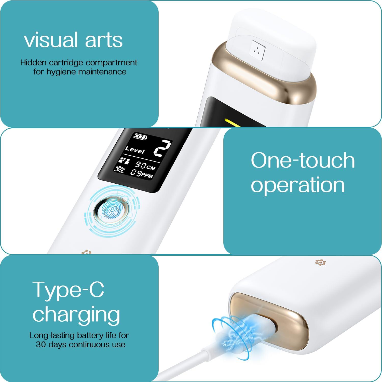 Smart Oral Odor Freshening Rate Detector, Portable Oral Breath Monitor with Real-Time Odor Checking, 32-bit CPU, Professional Bad Oral Odor Rate Checker for Personal Use - White - Image 6