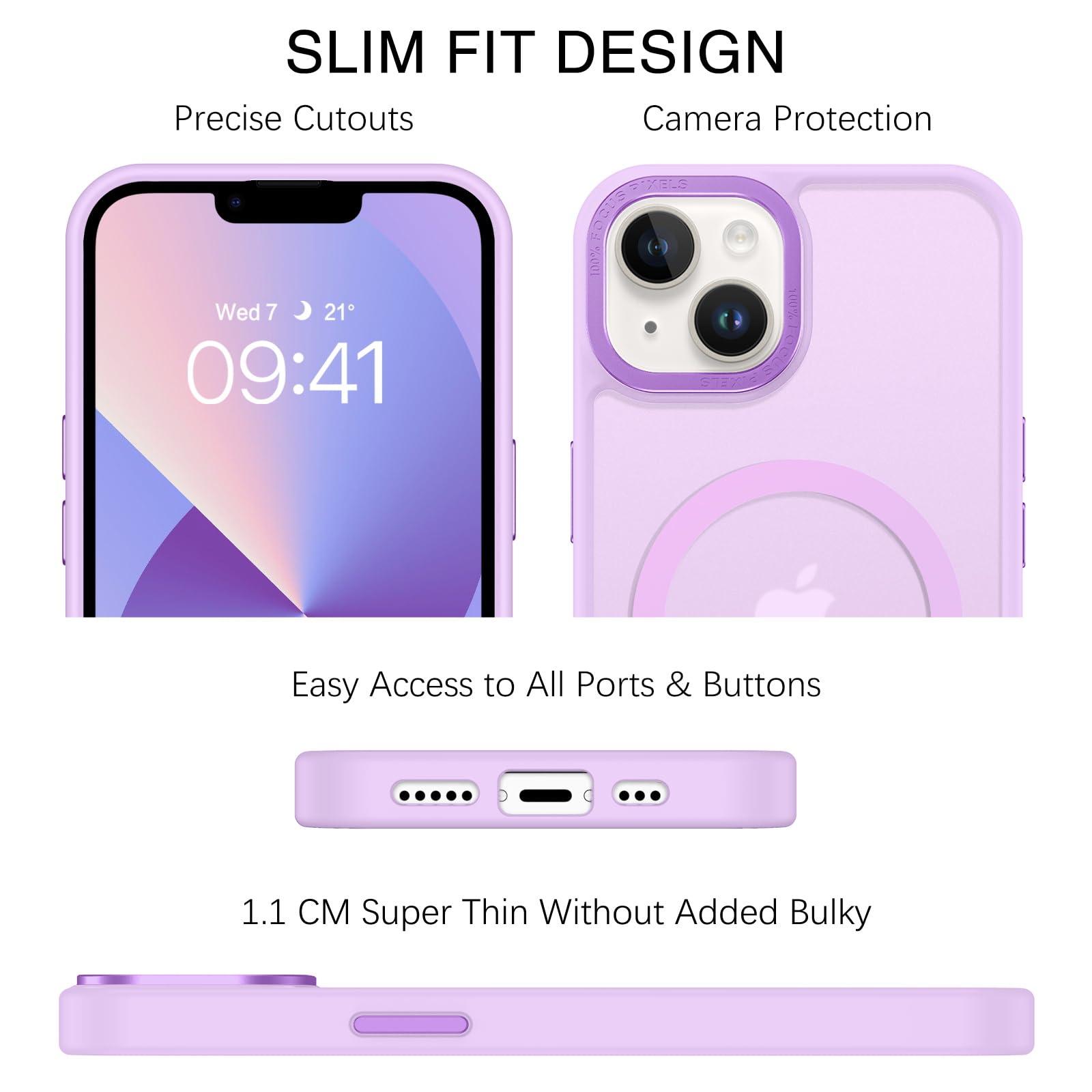 BENTOBEN Magnetic for iPhone 13 Case & iPhone 14 Case [Compatible with Magsafe] Translucent Matte Phone Case iPhone 13/14 Slim Shockproof Women Men Protective Cover for iPhone 13/14 6.1", Light Purple - Image 8