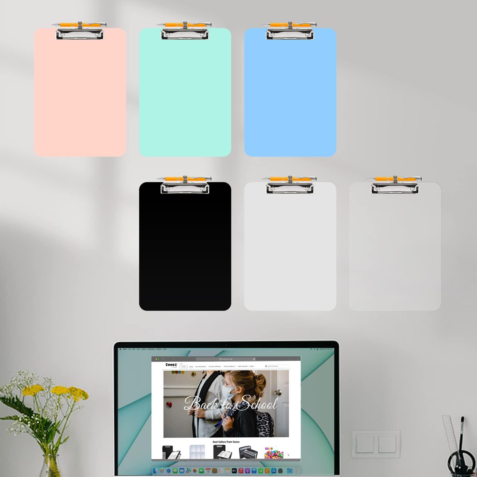 Sooez Plastic Clipboard with Pen Holder, [10% Thicker] Clip Boards 8.5x11 with Low Profile Clip, Cute Hanging Clipboard, Standard Letter Size A4 for Women Kid Teacher, Office & School Supplies, Black - Image 7