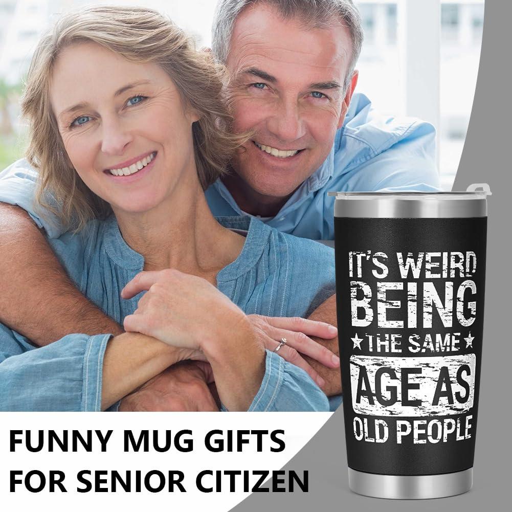 Cessfle Weird Being the Same Age as Old People Tumbler, 20oz Funny Senior Citizens Tumbler Gifts, Funny Gag Gifts Birthday Gifts for Men, 40th 50th 60th 70th 80th Birthday Gifts for Men Women… - Image 4