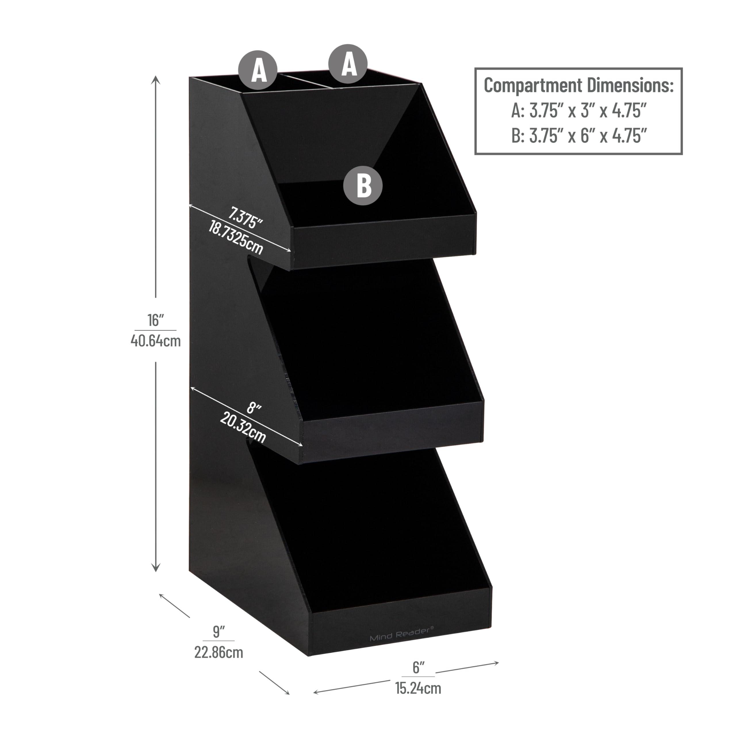 Mind Reader Coffee Tea Utensil and Condiment Station, Countertop Organizer, Coffee Bar, Kitchen, 6"L x 9"W x 16"H, Black - Image 3