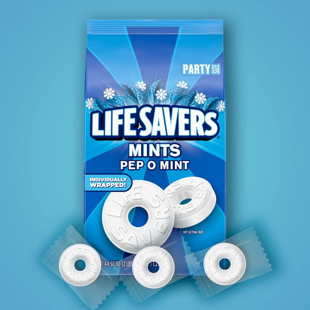 LIFE SAVERS Pep-O-Mint Peppermint Hard Candy Individually Wrapped, Party Size Bulk Hard Candy, 44.93 oz Bag - Image 4