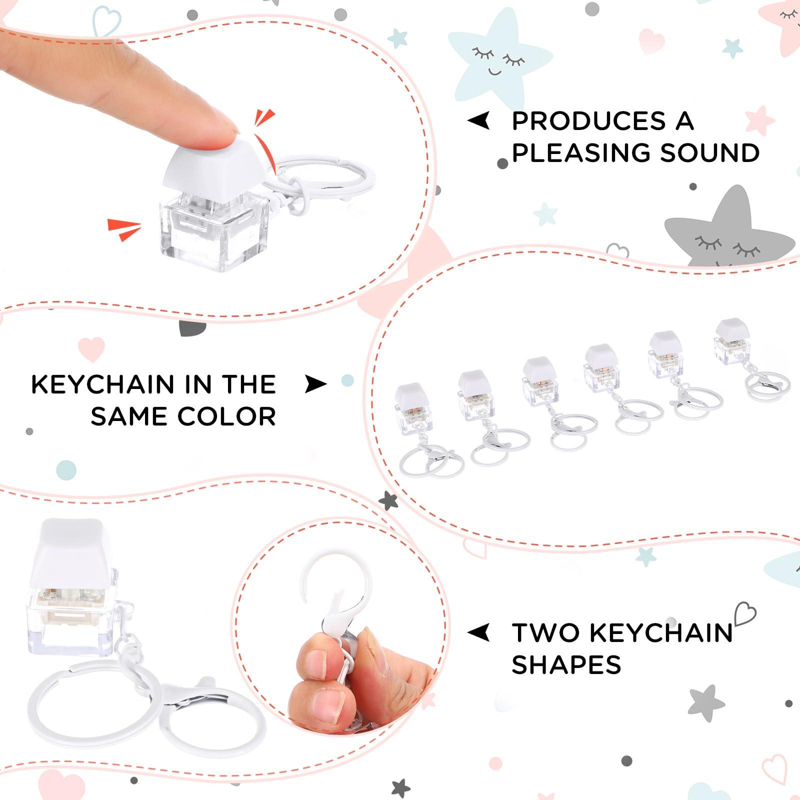 Shappy 6 Pcs Keyboard Fidget Toys, Fidget Keychain, Fidget Keyboard Clicker Keychain Gift, Keychain Button Stress Relief Gifts for Adult Office Home School, ADHD Toy, Cool Fidgets(White) - Image 4