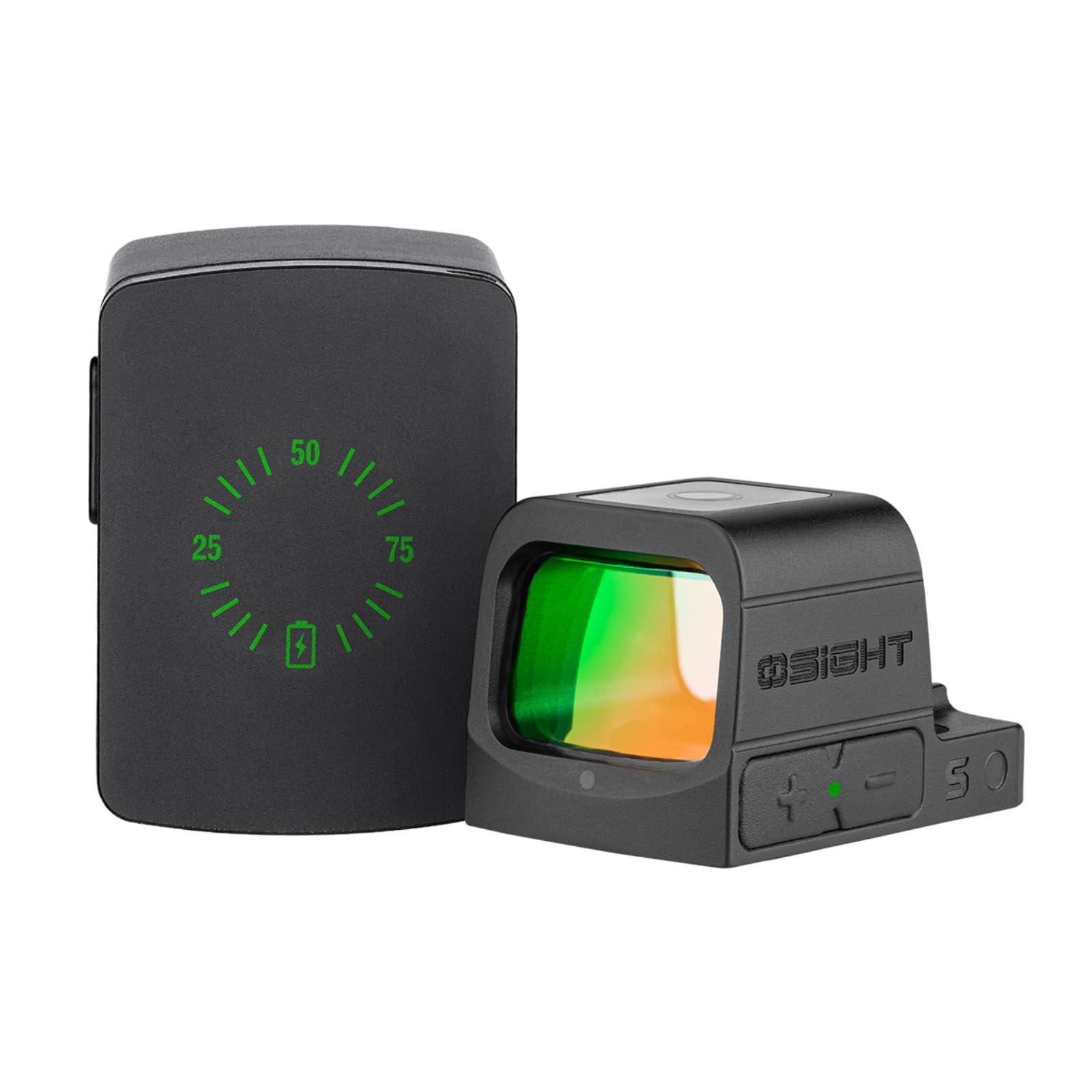 OSIGHT S Multi-Reticle Micro Enclosed Sight with Charging Cover, 2 MOA Dot & 32 MOA Circle for RMSc Footprint, Parallax-Free Durable Reflex Sights (Red Dot)
