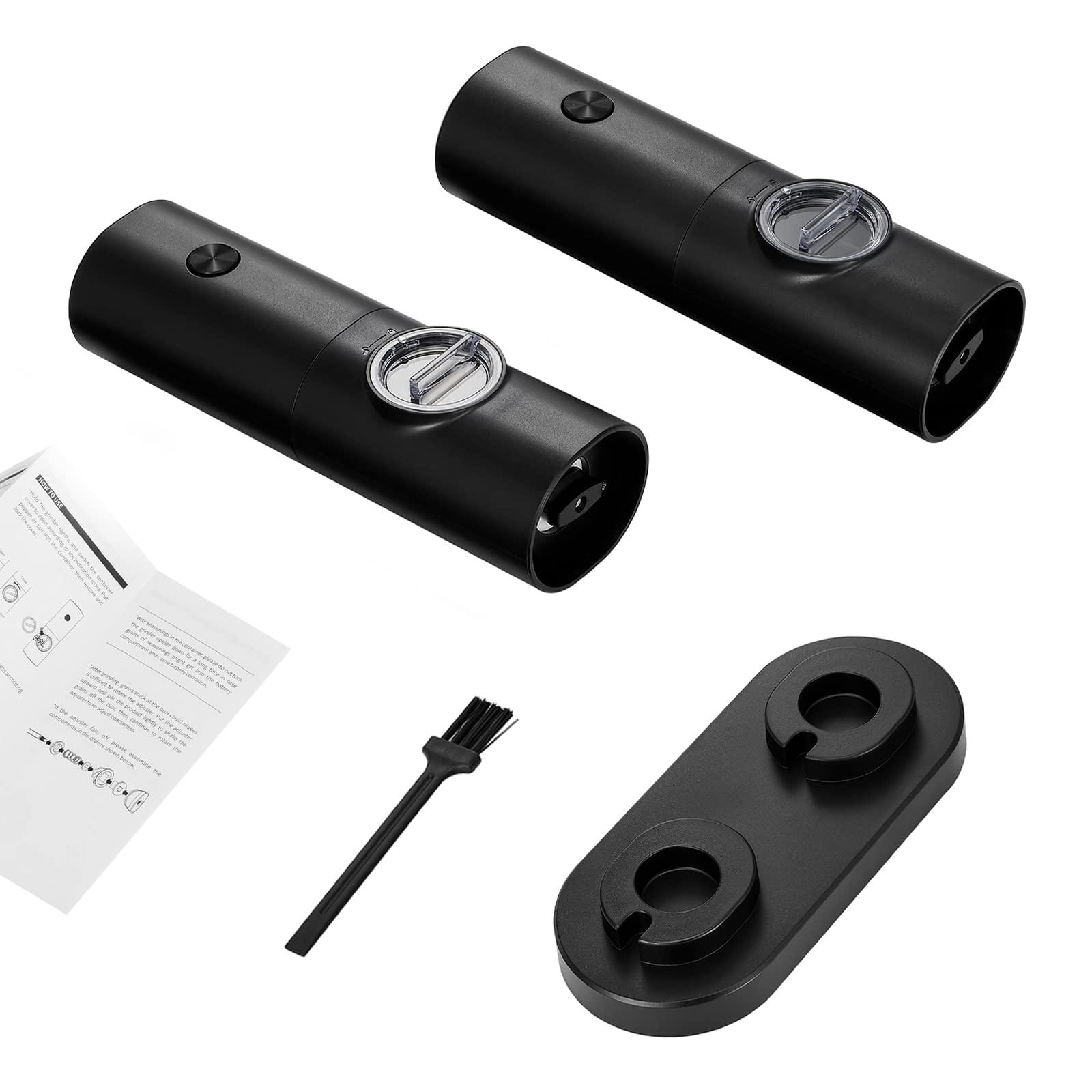 KIEKRO Electric Salt and Pepper Grinder Set (Storage Base), Battery Powered with LED Light, Adjustable Coarseness, One-hand One-button Start, ABS material, A Good Helper in the Kitchen, Black - Image 5