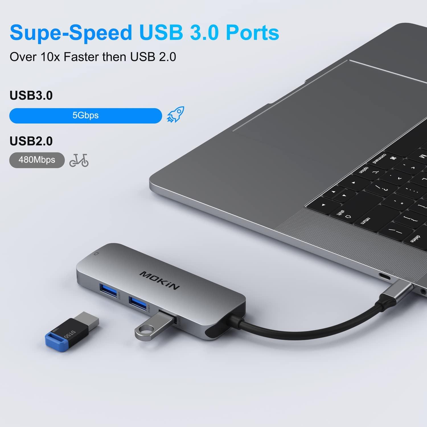 USB C Adapter for MacBook Pro/Air, MOKiN USB CHub, Mac Dongle, 7 in 1 Multiports USBC Hub to 3 USB 3.0, 4K HDMI, SD/TF Card Reader and 100W PD Adapters for Dell HP Lenovo Surface and More - Image 4