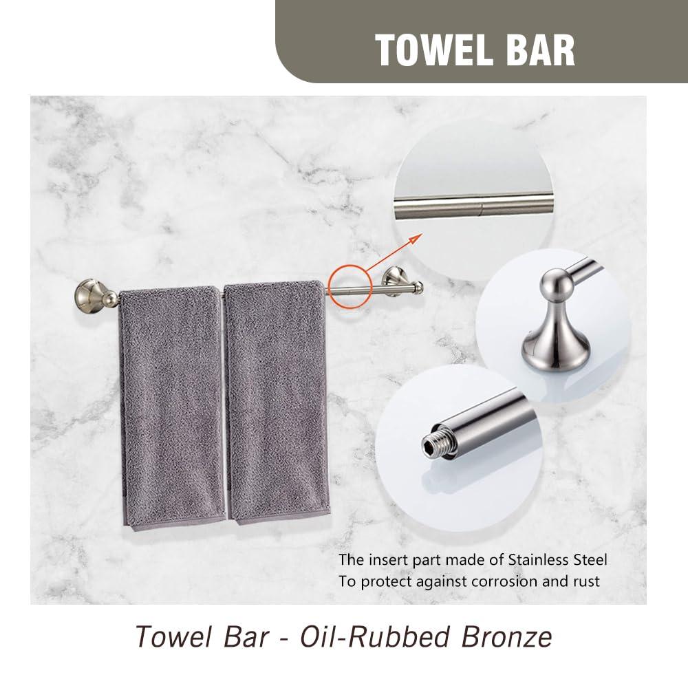 AGKXHDEC 4-Piece Bathroom Hardware Set: Brushed Nickel Bathroom Accessory Set, Towel Bar,Towel Ring,Toilet Paper Holder,Robe Hook, Wall Mounted,Optional Install Towel bar Length for 24 or 16 inch - Image 3