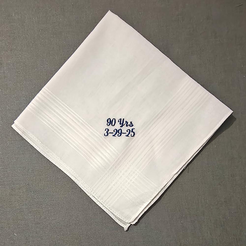 Custom Handkerchief For Men, Personalized Embroidered White Soft Cotton Wedding Hand Kerchief Hankie Hanky For Groom Groomsmen Father Dad Women Bride Keepsake Accessories - Image 8
