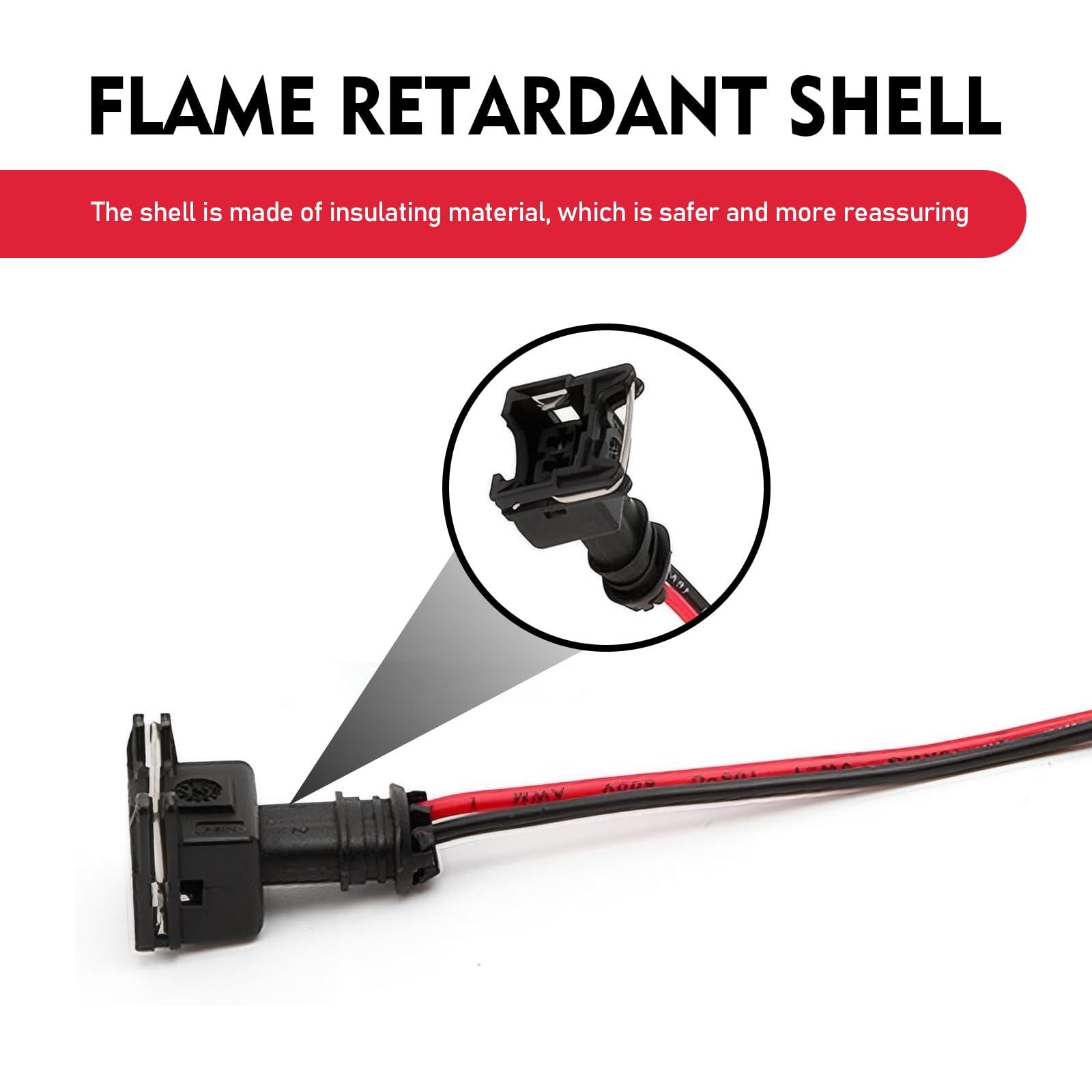 GRANDI Fuel Injector Connector, Waterproof Shell + Copper Core Plug Standard Specification Injector Socket, With Extended Pigtail Wiring Harness, Universal for Most Cars (Black) - Image 4