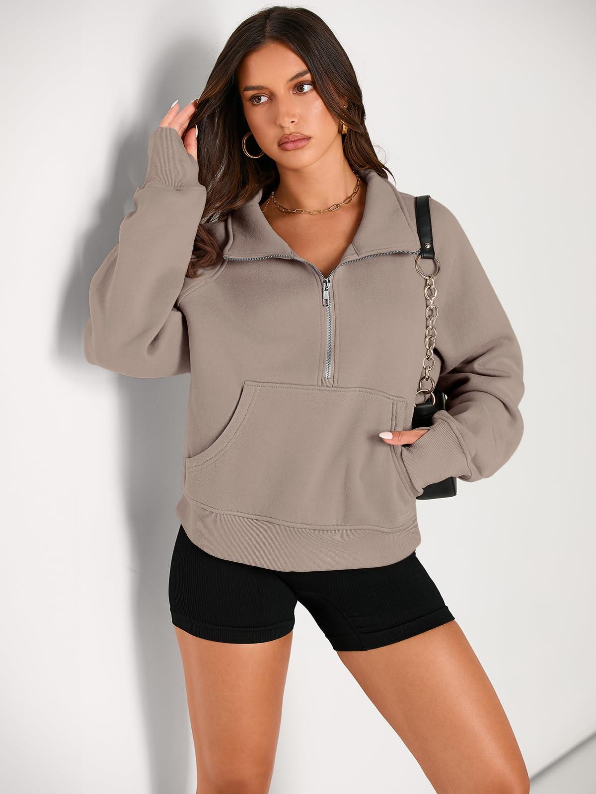 AUTOMET Womens Sweatshirts Half Zip Cropped Pullover Fleece Quarter Zipper Hoodies 2025 Fall Fashion Outfits Clothes - Image 2